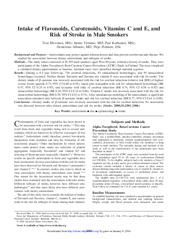 (PDF) Intake of Flavonoids, Carotenoids, Vitamins C and E, and Risk of ...