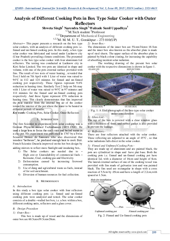 (PDF) Analysis of Different Cooking Pots in Box Type Solar Cooker with ...