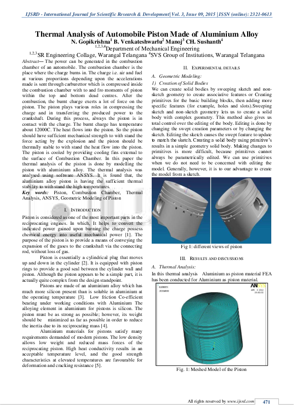 (PDF) Thermal analysis of automobile piston made of aluminium alloy IJSRD Journal Academia.edu