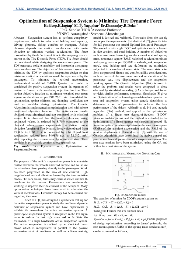 (PDF) Optimization of Suspension System to Minimize Tire Dynamic Force