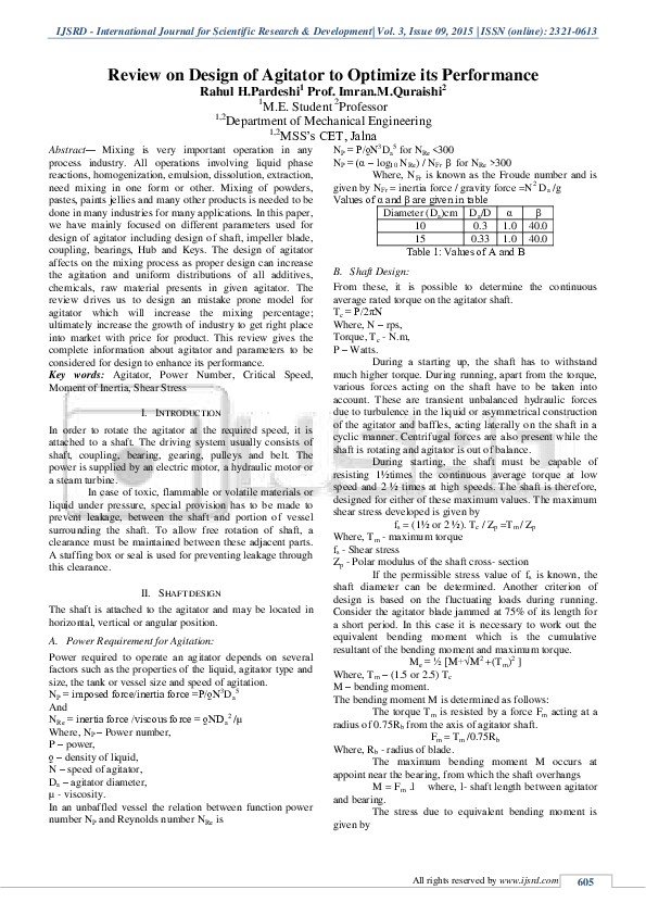 Pdf Review On Design Of Agitator To Optimize Its Performance Ijsrd Journal Academia Edu