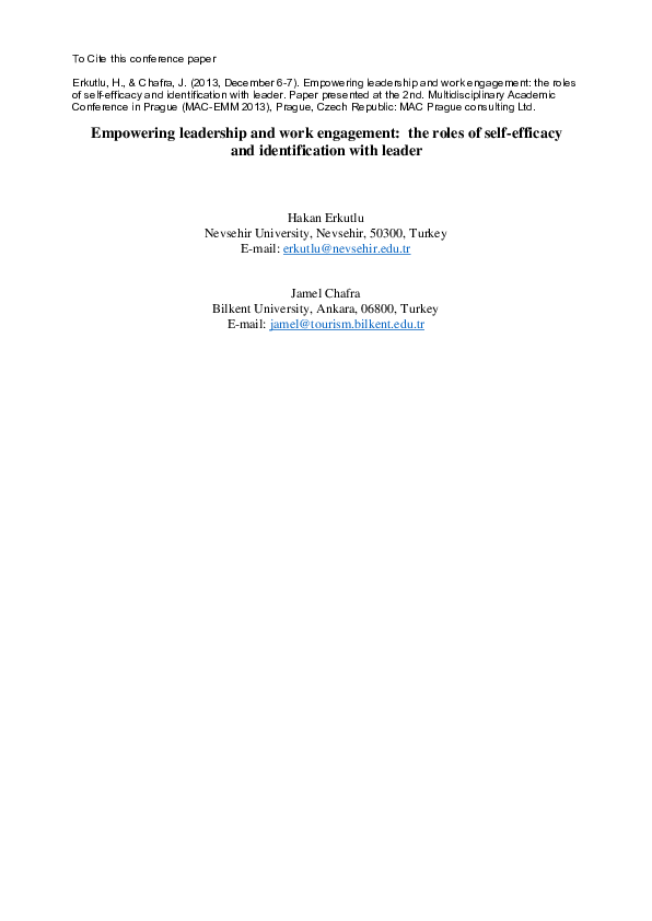 (PDF) Empowering leadership and work engagement: The roles of self ...