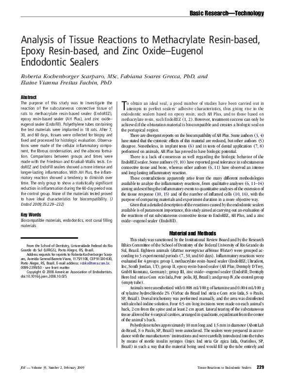 (PDF) Analysis of Tissue Reactions to Methacrylate Resinbased, Epoxy