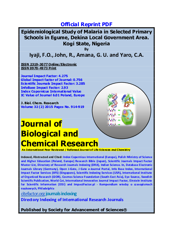 pdf epidemiological study of malaria in selected primary epidemiological study
