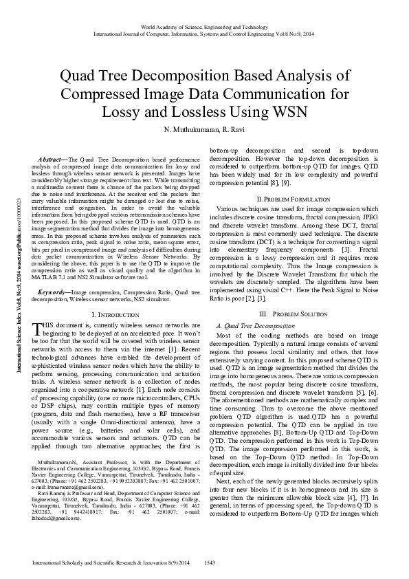 (PDF) Quad Tree Decomposition Based Analysis of Compressed Image Data ...