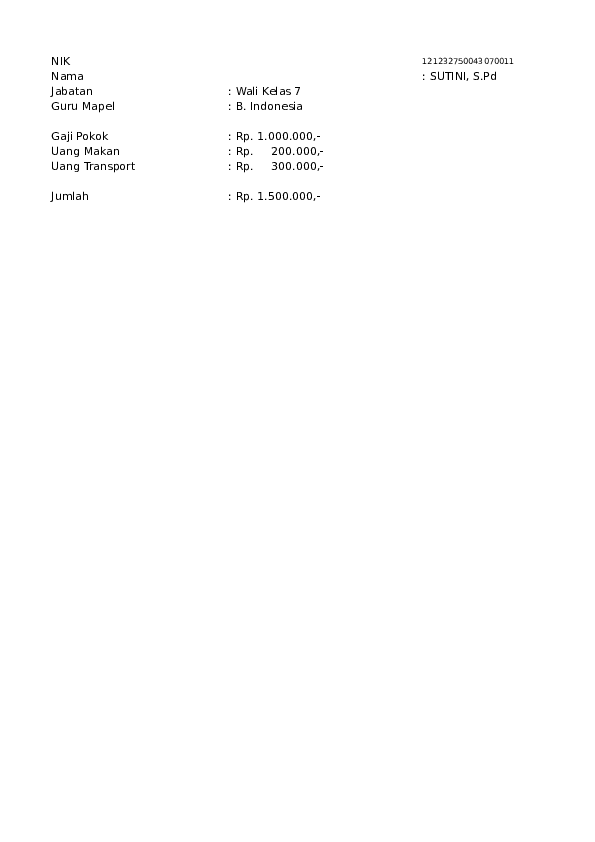 (XLS) FORMAT SLIP GAJI Abdul Malik Academia.edu