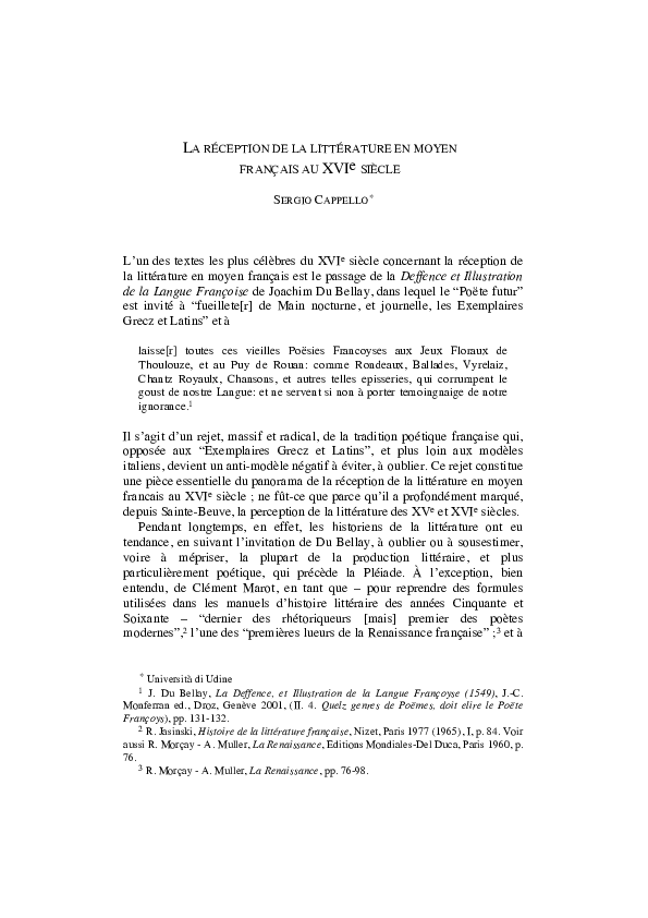La réception de la littérature en moyen français au XVIe siècle