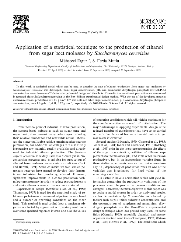 (PDF) Application of a statistical technique to the production of
