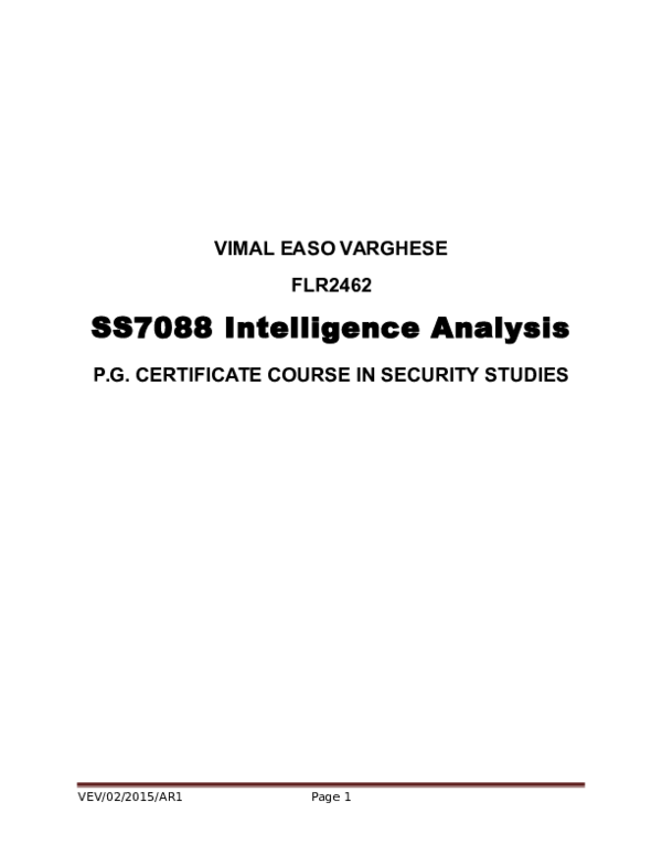 (DOC) Security Intelligence Studies