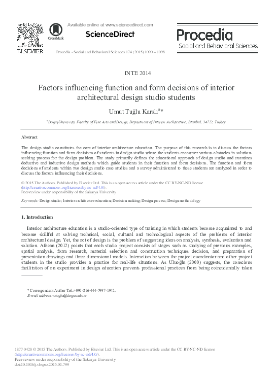 (PDF) Factors influencing function and form decisions of interior ...