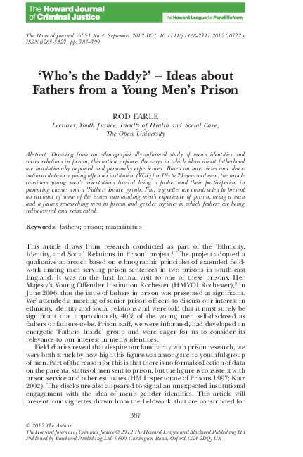 (PDF) ‘Who's the Daddy?’ - Ideas about Fathers from a Young Men's Prison