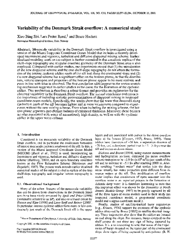 (PDF) Variability of the Denmark Strait overflow: A numerical study