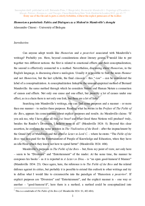 (PDF) Humorism a posteriori: Fables and Dialogues as a Method in ...