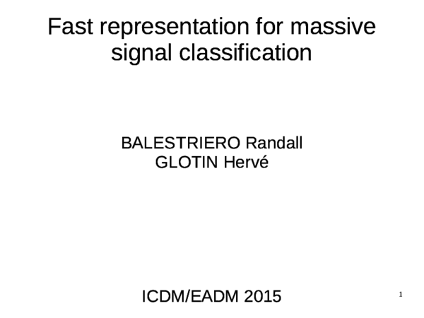 (PDF) Fast representation for massive signal classification