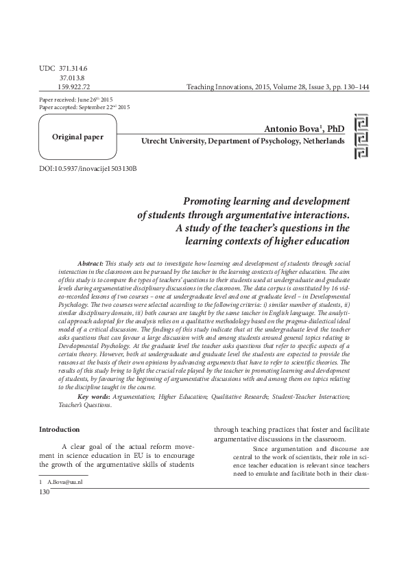 (PDF) Promoting learning and development of students through ...