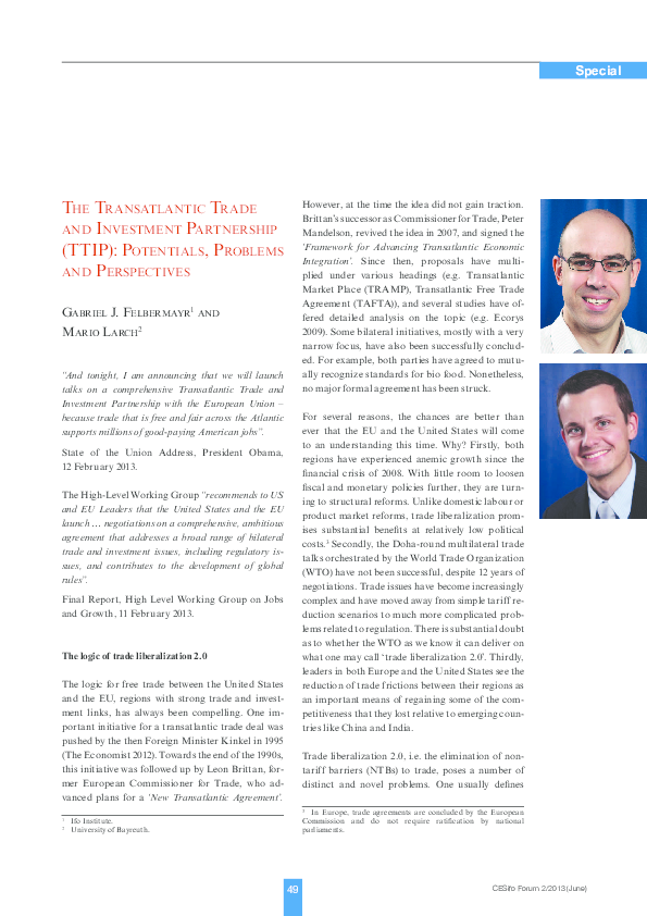 (PDF) The transatlantic trade and investment partnership (TTIP ...