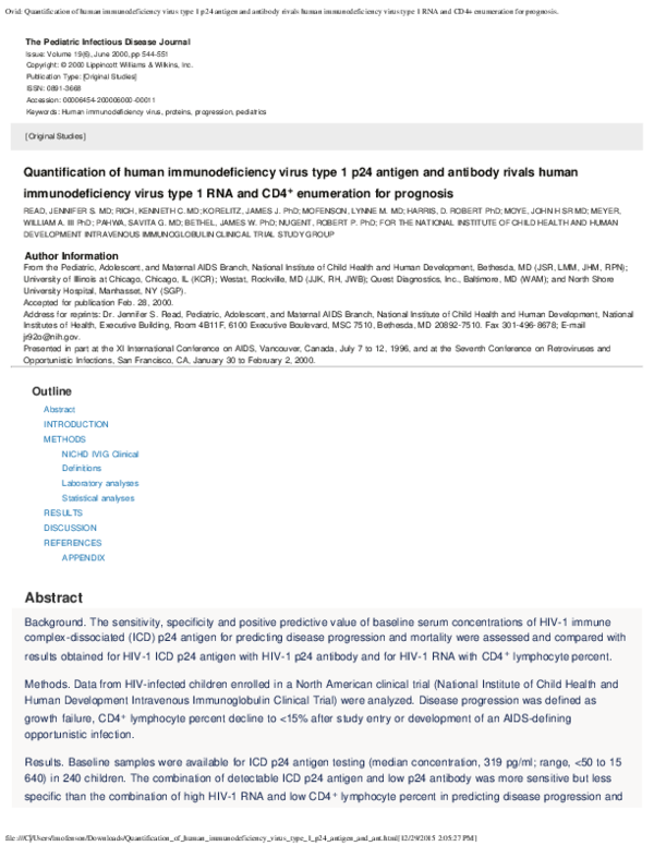 (PDF) Quantification of human immunodeficiency virus type 1 p24 antigen ...