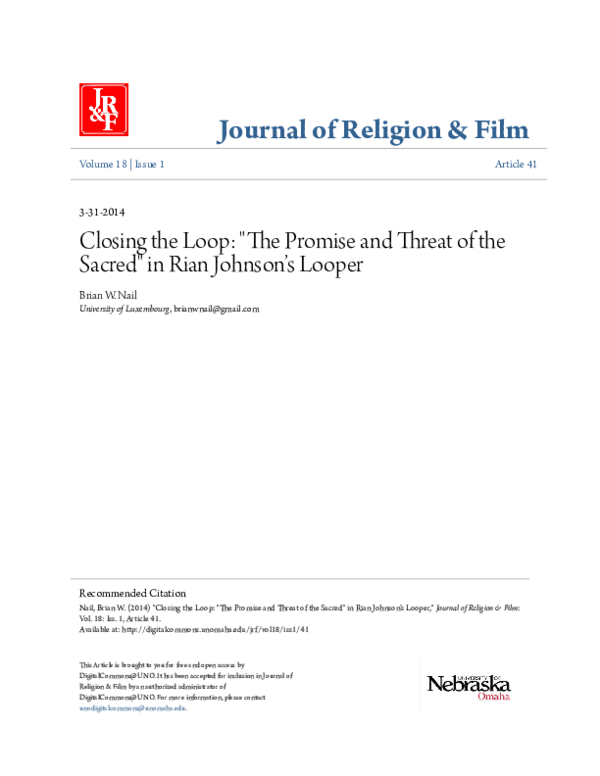 (PDF) Closing the Loop "The Promise and Threat of the Sacred" in Rian