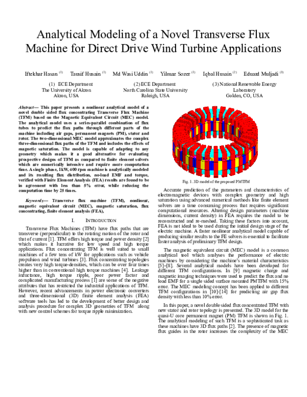 (DOC) Analytical Modeling of a Novel Transverse Flux Machine for Direct ...