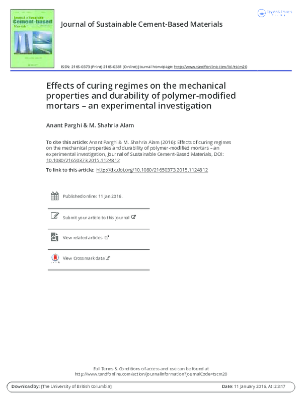 (PDF) Effects of curing regimes on the mechanical properties and ...
