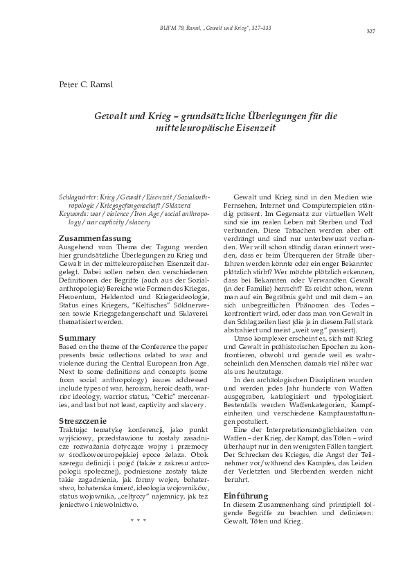 Pdf Gewalt Und Krieg Grundsatzliche Uberlegungen Fur Die
