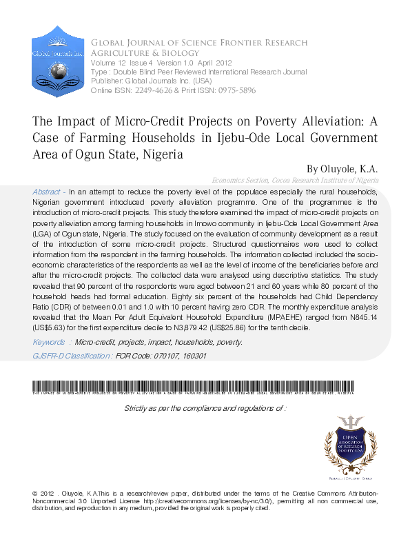 (PDF) The Impact of Micro-Credit Projects on Poverty Alleviation: A ...
