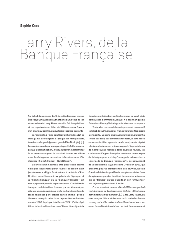(PDF) Larry Rivers, de la Banque Française