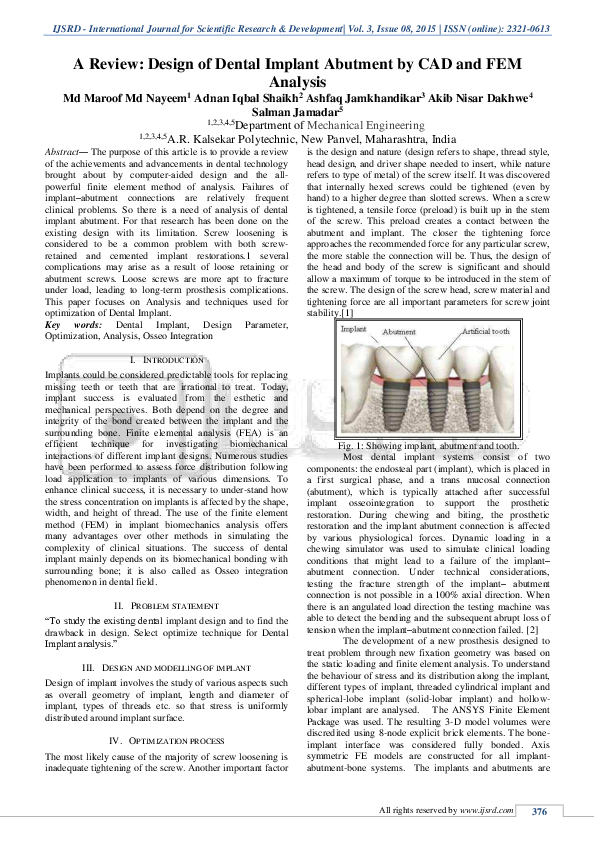 (PDF) A Review: Design of Dental Implant Abutment by CAD and FEM ...