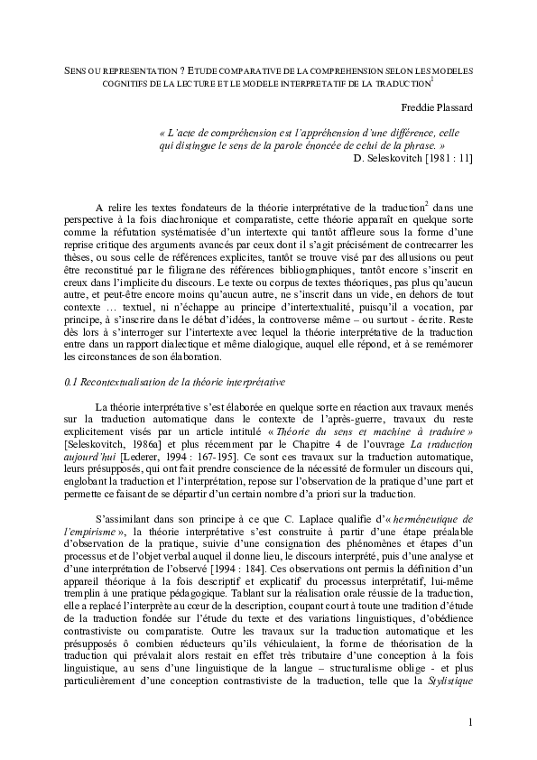 theorie interpretative de la traduction