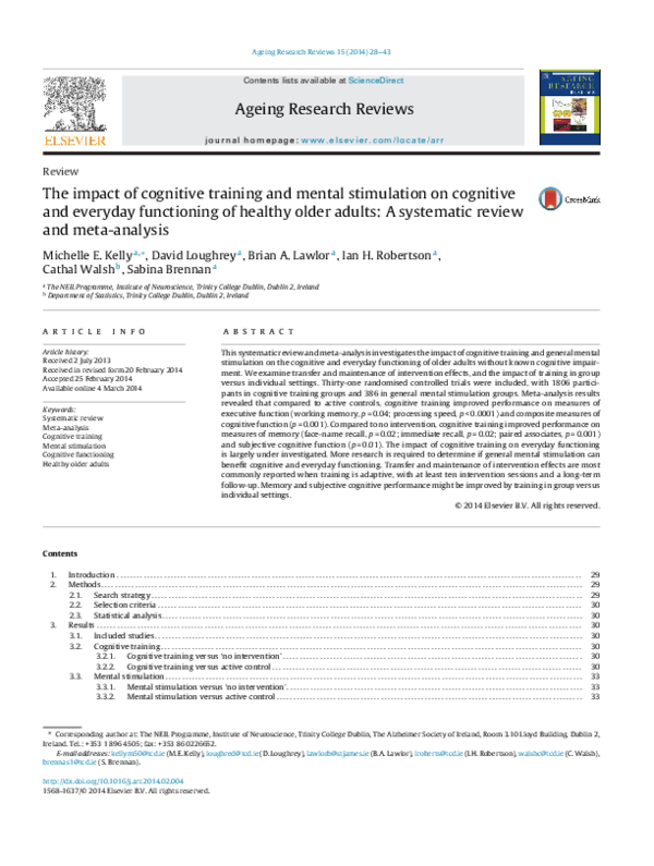 (PDF) The impact of cognitive training and mental stimulation on ...