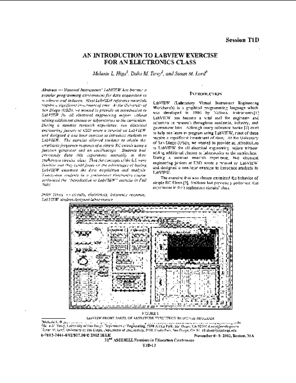 (PDF) An introduction to labview exercise for an electronics class ...