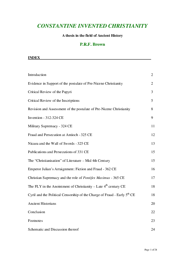 First page of “Constantine Invented Christianity”
