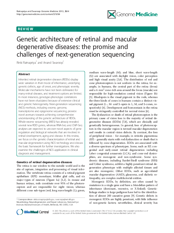 (PDF) Genetic architecture of retinal and macular degenerative diseases ...