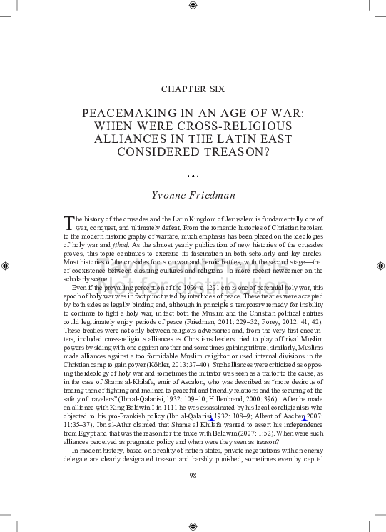 Peacemaking in an age of war: when were cross-religious alliances in the Latin east considered treason?