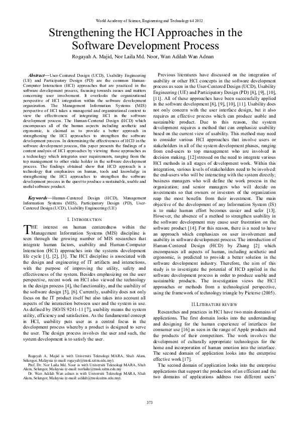 (PDF) Strengthening the HCI Approaches in the Software Development Process