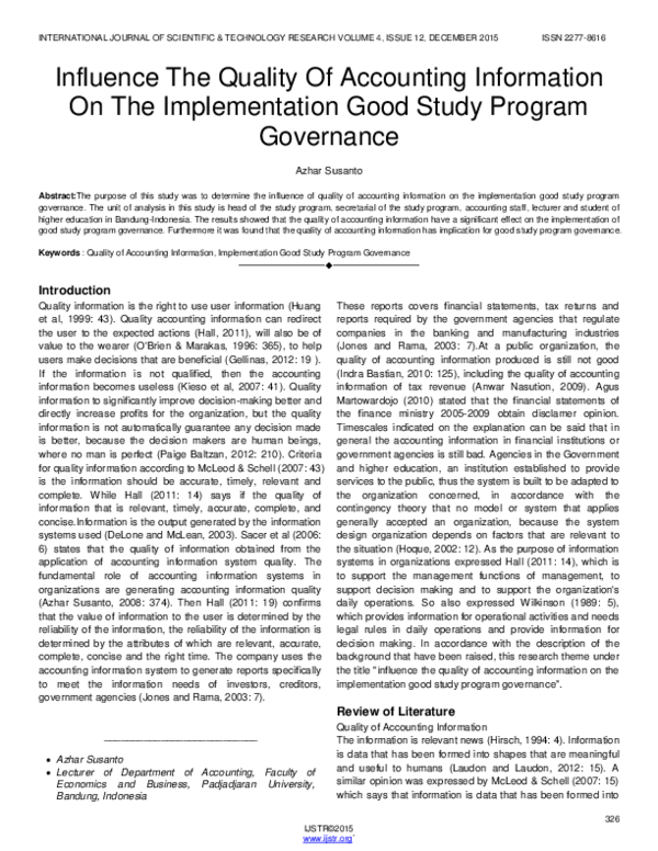 (PDF) INFLUENCE THE QUALITY OF ACCOUNTING INFORMATION ON THE ...
