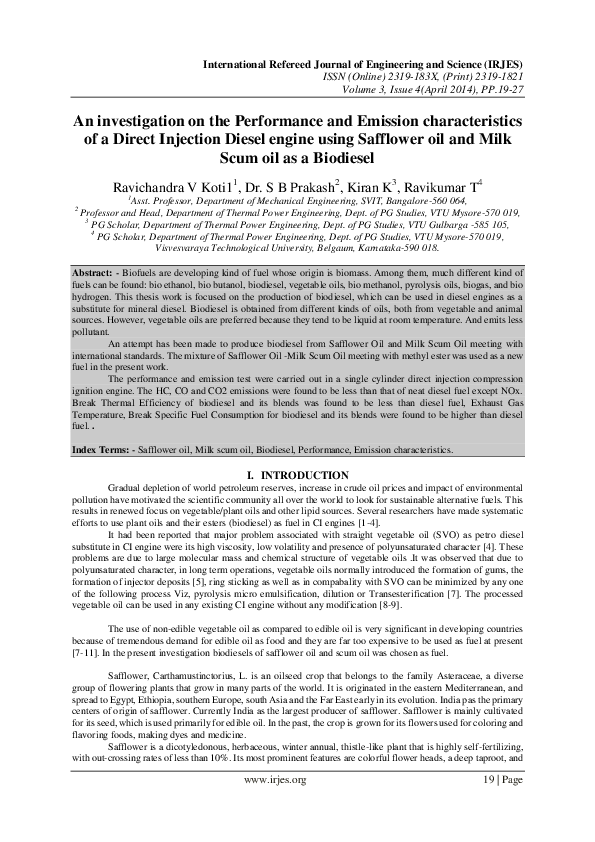 (PDF) An investigation on the Performance and Emission characteristics ...