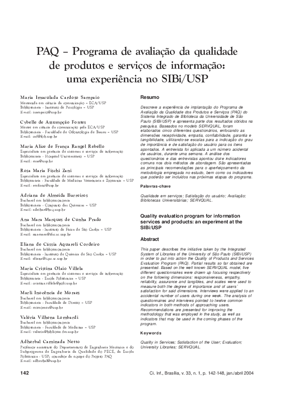(PDF) PAQ - Programa de avaliação da qualidade de produtos e serviços ...