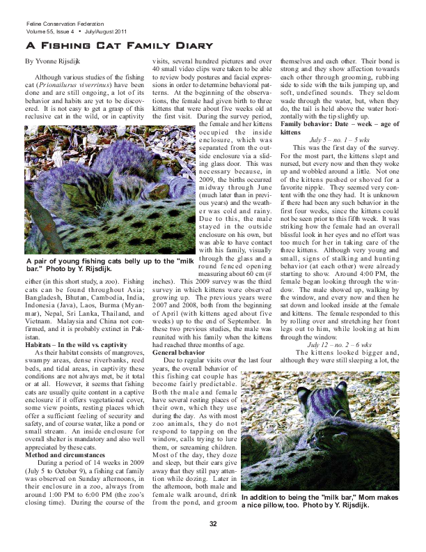 (PDF) Behaviour of a fishing cat family in captivity Yvonne Rijsdijk