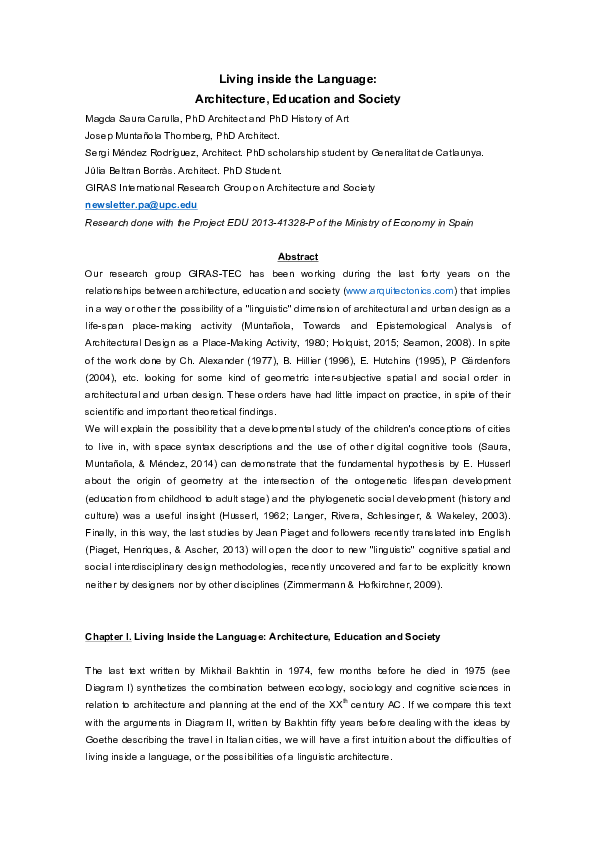 (PDF) Living inside the language architecture, education and society