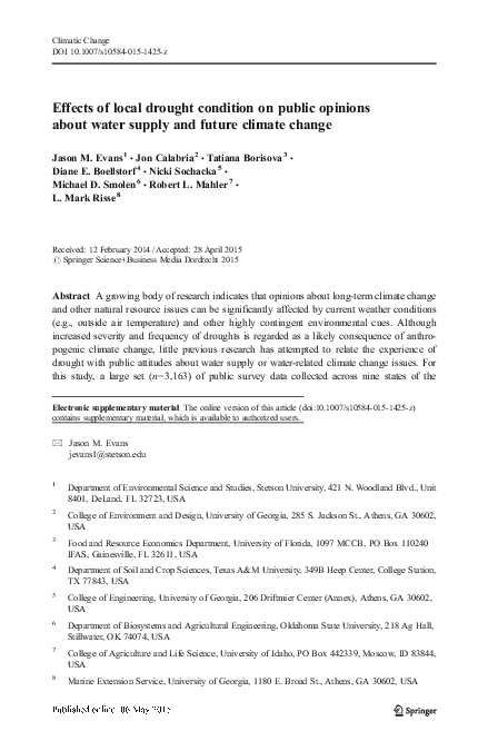 (PDF) Effects of local drought condition on public opinions about water ...