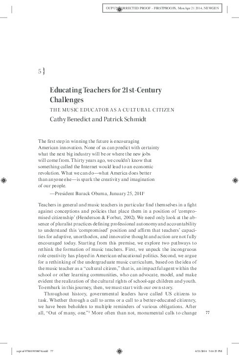 (PDF) Promising practices in 21st-century music teacher education and ...