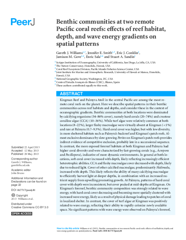(PDF) Benthic communities at two remote Pacific coral reefs: effects of ...