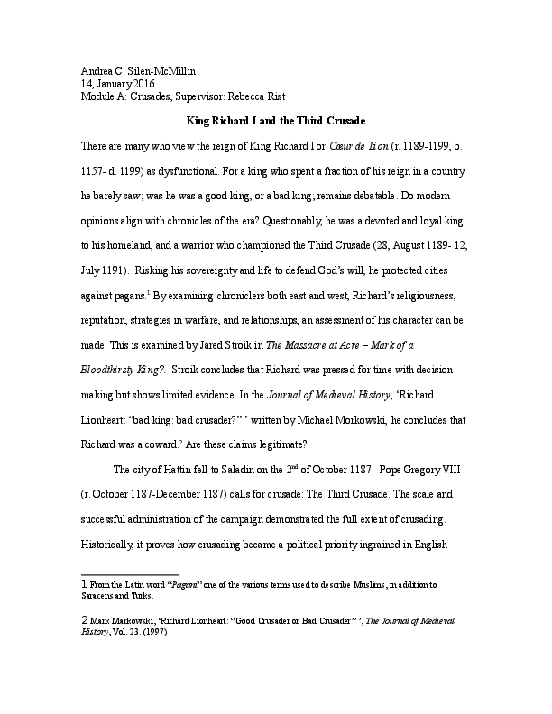 King Richard I and the Third Crusade