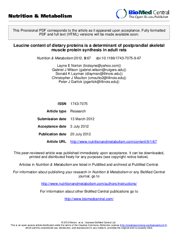 (PDF) Leucine content of dietary proteins is a determinant of ...