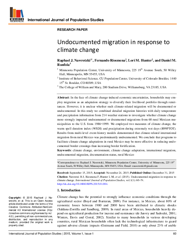 (PDF) Undocumented migration in response to climate change
