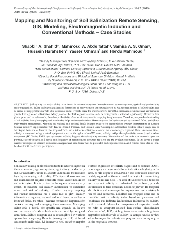 (PDF) Mapping and Monitoring of Soil Salinization - Remote Sensing, GIS ...