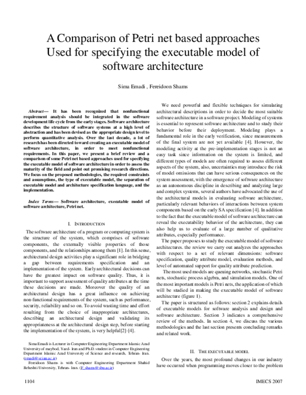 (PDF) A Comparison of Petri Net Based Approaches Used for Specifying ...