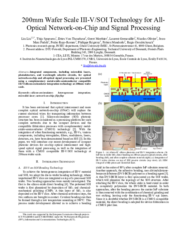 (PDF) 200mm wafer scale III-V/SOI technology for all-optical network-on ...