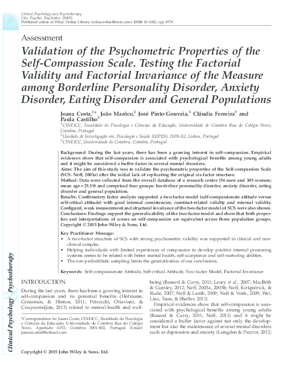 (PDF) Validation of the Psychometric Properties of the Self-Compassion ...